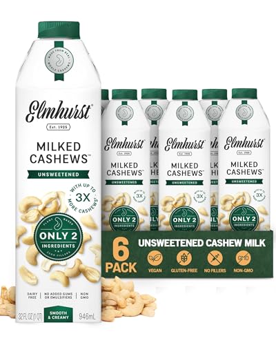 Image 1 of Default Title for the product Elmhurst 1925 Cashew Milk Unsweetened - 32 Ounce (Pack of 6), Vegan