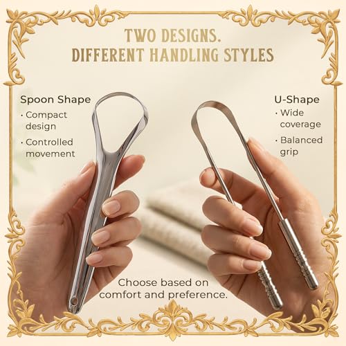 Image 7 of MasterMedi Tongue Scraper with Multicolor Cases (2 Pack)