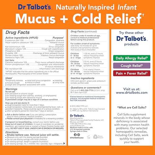 Image 7 of Dr. Talbot's Infant Mucus + Cold Relief - 4 fl oz