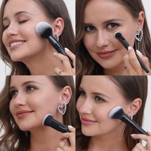Image 4 of Bueart Design 19Pcs Ultra Soft Black Labeled Dense Hair Makeup Brushes Set