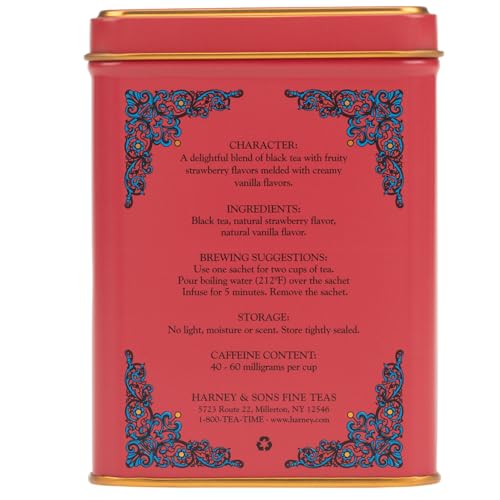 Image 3 of Harney & Sons HT Strawberry Vanilla Black Tea, 20 Sachets in Tin