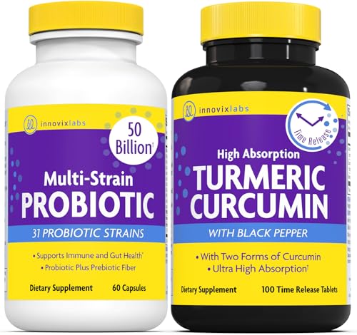 Image 1 of Default Title for the product InnovixLabs Multi Probiotic & Curcumin Bundle Multi-Strain Probiotic (60 Time-Release Capsules) Turmeric Curcumin (100 Time-Release Tablets)
