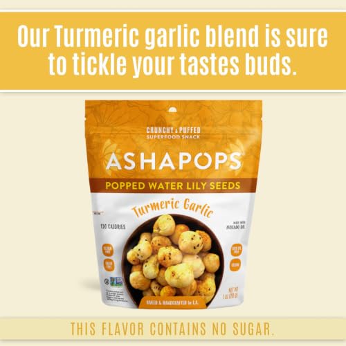 Image 4 of AshaPops Popped Water Lily Seeds, Turmeric Garlic, 1 oz Bags, Pack of 1