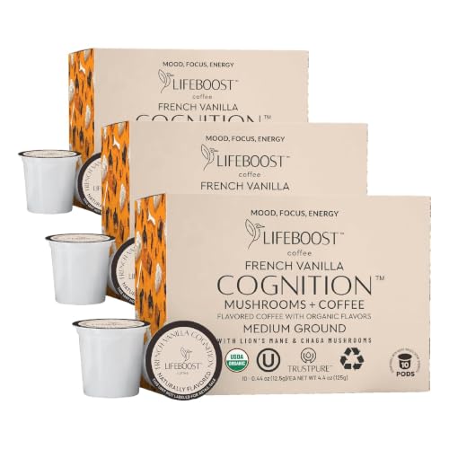 Image 1 of Default Title for the product LIFEBOOST French Vanilla Cognition Mushroom Coffee Pods - 10 Count (Pack of 3)