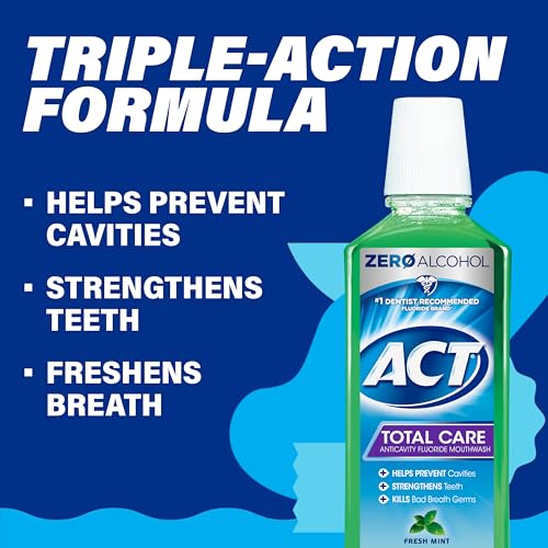 Image 4 of ACT Total Care Zero Alcohol Anticavity Fluoride Mouthwash 33.8 fl. oz. Fresh Mint