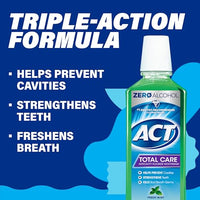 Thumbnail for Image 4 of ACT Total Care Zero Alcohol Anticavity Fluoride Mouthwash 33.8 fl. oz. Fresh Mint