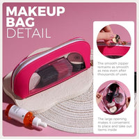 Thumbnail for Image 2 of BS-MALL 3 Pcs Makeup Bag Set, Waterproof Travel Makeup Kit with Zippers, Lightweight Travel Bag for Makeup Brush Holder & Organizer, Fashionable Leather Case for Daily Use & Storage (Hot Pink)