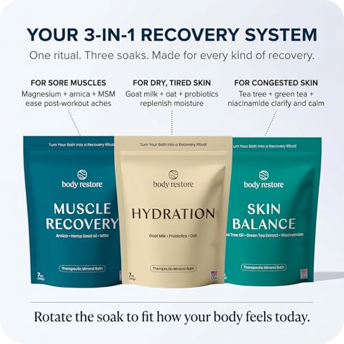 Image 5 of Body Restore Magnesium Bath Salts Therapeutic Mineral Soak - Variety 3 Pack