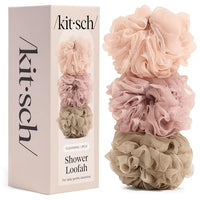 Thumbnail for Image 1 of 3 Count (Pack of 1) / Ballet for the product Kitsch Shower Loofah – Soft Mesh Body Scrubber & Bath Sponge - 3pc Set