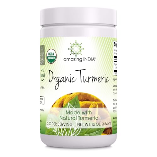 Image 1 of Default Title for the product Amazing India USDA Certified Organic Turmeric Powder 16 Oz (1 Lb) Supplement