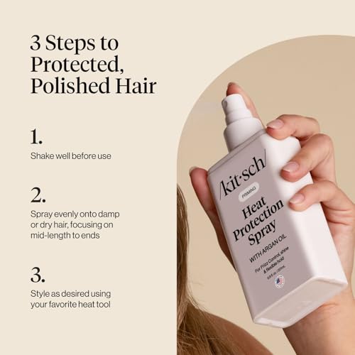 Image 6 of Kitsch Heat Protection Spray for Hair - With Argan Oil 6.8oz