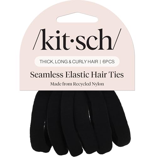 Image 1 of Default Title for the product Kitsch Elastic Hair Ties No Damage | Stretchable Hair Bands - Black, 6pcs
