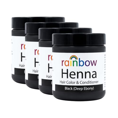 Image 1 of Default Title for the product Rainbow Research Henna Hair Color and Conditioner Persian Black Deep Ebony 4 Ounce Pack of 4