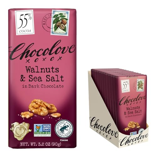 Image 1 of Default Title for the product Chocolove Walnuts & Sea Salt Dark Chocolate Bars 3.2 oz Bar (12 Pack)
