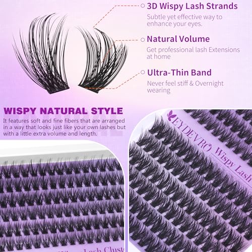 Image 4 of EYDEVRO Wispy Lash Clusters Natural Eyelash Clusters 12-14mm Short Lashes