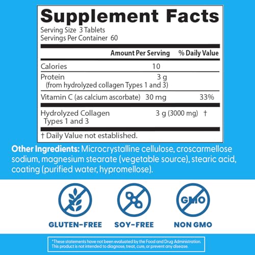 Image 5 of Doctor's BEST Collagen Peptides Supplement Types 1 & 3, 180 Tablets