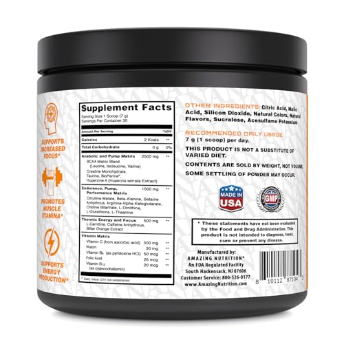 Image 3 of Amazing Nutrition Amazing PRE Ultimate Pre-Workout Supplement 30 Servings Powder