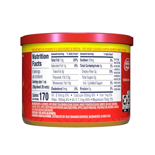 Image 2 of Blue Diamond Almonds Mike’s Hot Honey Infused Almonds 6oz Can Pack of 2