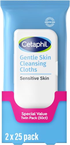 Image 1 of Default Title for the product Cetaphil Face and Body Wipes, Gentle Skin Cleansing Cloths, 50 Count, Twin Pack