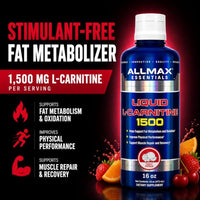 Thumbnail for Image 2 of ALLMAX Nutrition Liquid L-Carnitine 1500 Milligrams, Fruit Punch, 16 oz (473 ml)