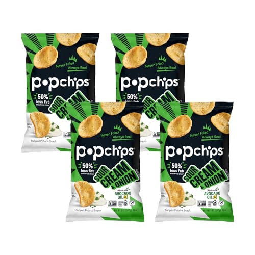 Image 1 of Default Title for the product popchips Popchips Potato Chips, Sour Cream & Onion, 4ct 5.0oz Share Bags