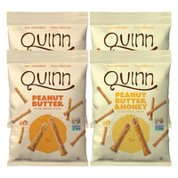 Thumbnail for Image 1 of Default Title for the product Quinn Snacks Filled Pretzel Sticks Variety Pack - Gluten Free Pretzel Snack, Made with Real Ingredients, Sorghum, Root Vegetables, Dairy Free - Peanut Butter 6.5 oz, PB & Honey 6 oz (4 Pack)