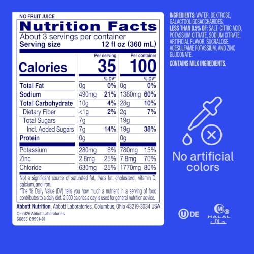 Image 2 of Pedialyte Advanced Rehydration Electrolyte Drink, Dye-Free Hydration, 1L