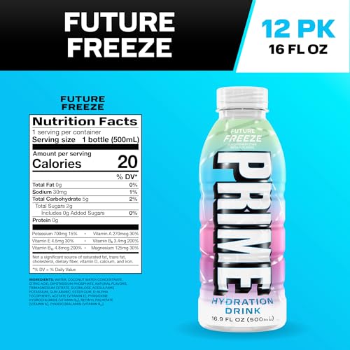Image 2 of PRIME Hydration FUTURE FREEZE, Sports Drinks with Coconut Water, Electrolyte Enhanced to Replenish Fluids, Zero Added Sugar, B Vitamins, Antioxidants, Made with Natural Flavors, 16.9 Fl Oz 12 Pack