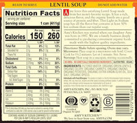 Thumbnail for Image 2 of Amy's Soup Vegan Lentil Canned Soup (6 Pack) 14.5 oz