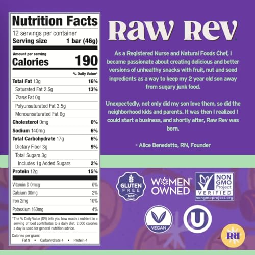 Image 2 of Raw Rev Glo Vegan Protein Bars Peanut Butter Dark Chocolate & Sea Salt, 12 bars, Pack of 2