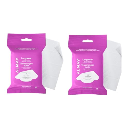 Image 1 of Default Title for the product Almay Face Makeup Remover Wipes, Longwear & Waterproof, Hypoallergenic, Fragrance Free, Dermatologist & Ophthalmologist Tested, 25 Count (Pack of 2)