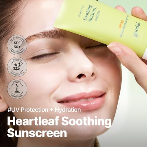 Image 2 of GOODAL Heartleaf Soothing Moisture Sunscreen, Broad Spectrum SPF 50, 1.69 Fl Oz