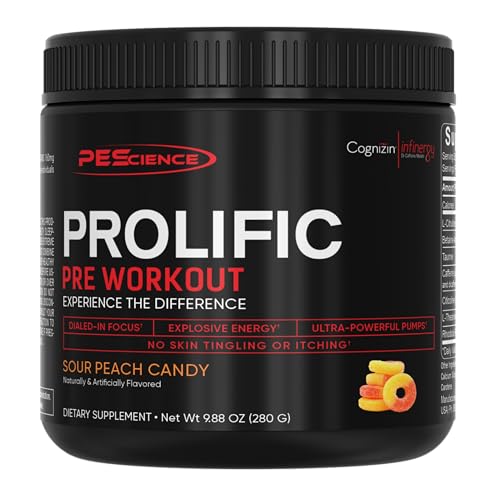 Image 1 of Default Title for the product PEScience Prolific Pre-Workout Powder, Sour Peach Candy, 40 Scoops
