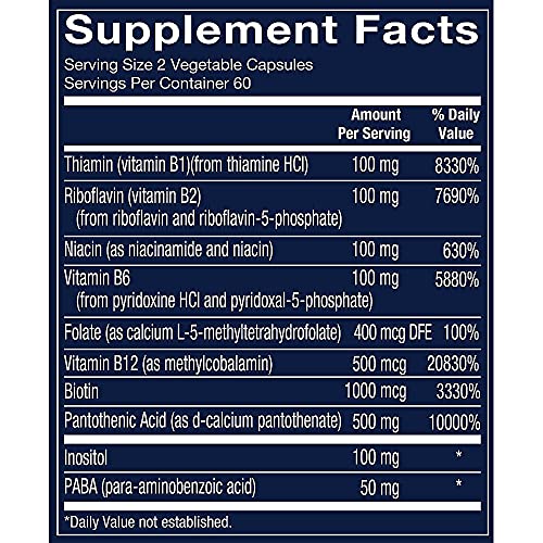Image 2 of Vthrive Bioactive B-Complex - Vitamin B + Active Coenzymes for Energy Production (120 Vegetable Capsules)
