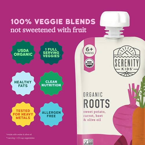 Image 4 of Serenity Kids Organic Roots Baby Food Pouches, USDA Organic, 3.5 Oz, 12 Pack