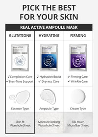 Thumbnail for Image 7 of SNP Real Active Glutathione Ampoule Sheet Mask 10 Sheets
