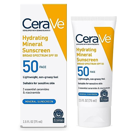 Image 1 of Default Title for the product CeraVe Hydrating Mineral Sunscreen SPF 50 Face Sunscreen, Travel Size 2.5oz