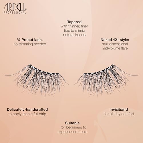 Image 4 of Ardell Half Naked Lashes 421 – Natural Half Lashes for Outer Corner, Soft & Flattering Fit Wispy Volume False Eyelashes, Includes Duo Lash Glue 1g, 2 Pack