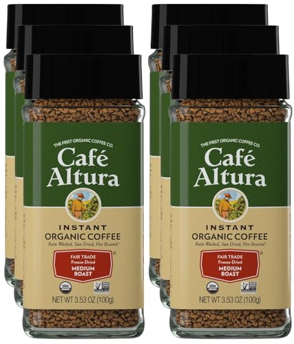 Image 1 of Default Title for the product Cafe Altura Instant Organic Coffee, Medium Roast, 3.53 Oz Jar (Pack of 6)
