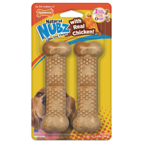 Nylabone Natural Nubz Chicken Dog Treats 2 count, 1 Each/Large - 30+ Ibs. by Nylabone