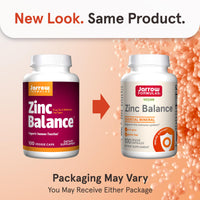 Thumbnail for Jarrow Formulas Zinc Balance 15 mg - 100 Servings (Veggie Caps) - Zinc with Copper - Essential Minerals for Immune System Support - Immune Support Supplement - Gluten Free Copper Supplement, Vegan