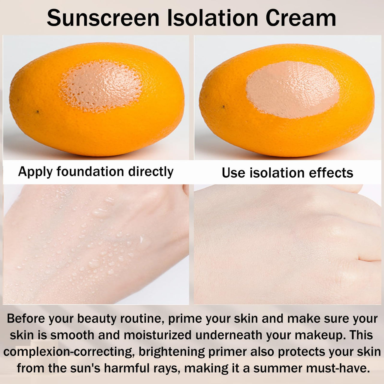 3 In 1Primer for Face Before Makeup,Sunscreen Isolation Cream, SPF 50, One Step Color Corrector Face Primer, Blurs Imperfections Oil Control & Moisturizing Skin Tone Correcting,Radiance Skin