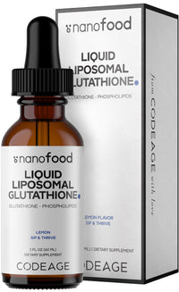 Thumbnail for Codeage Nanofood Liquid Liposomal Glutathione Supplement – Reduced Glutathione with Liposomal Delivery, Liquid Format - Lemon Flavor, Non-GMO – 2 fl oz