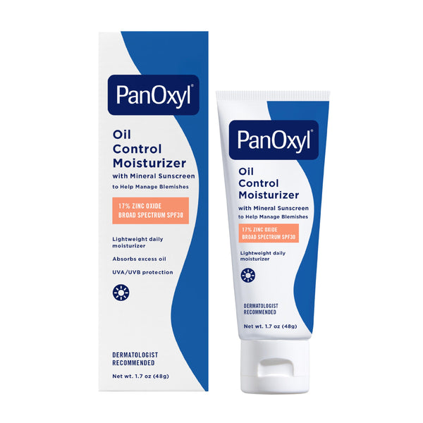 PanOxyl AM Oil Control Moisturizer, NEW Sheer Formula, Absorbs Excess Oil and Reduces Shine, with Mineral Sunscreen for Acne Prone and Oily Skin - SPF 30-1.7 oz