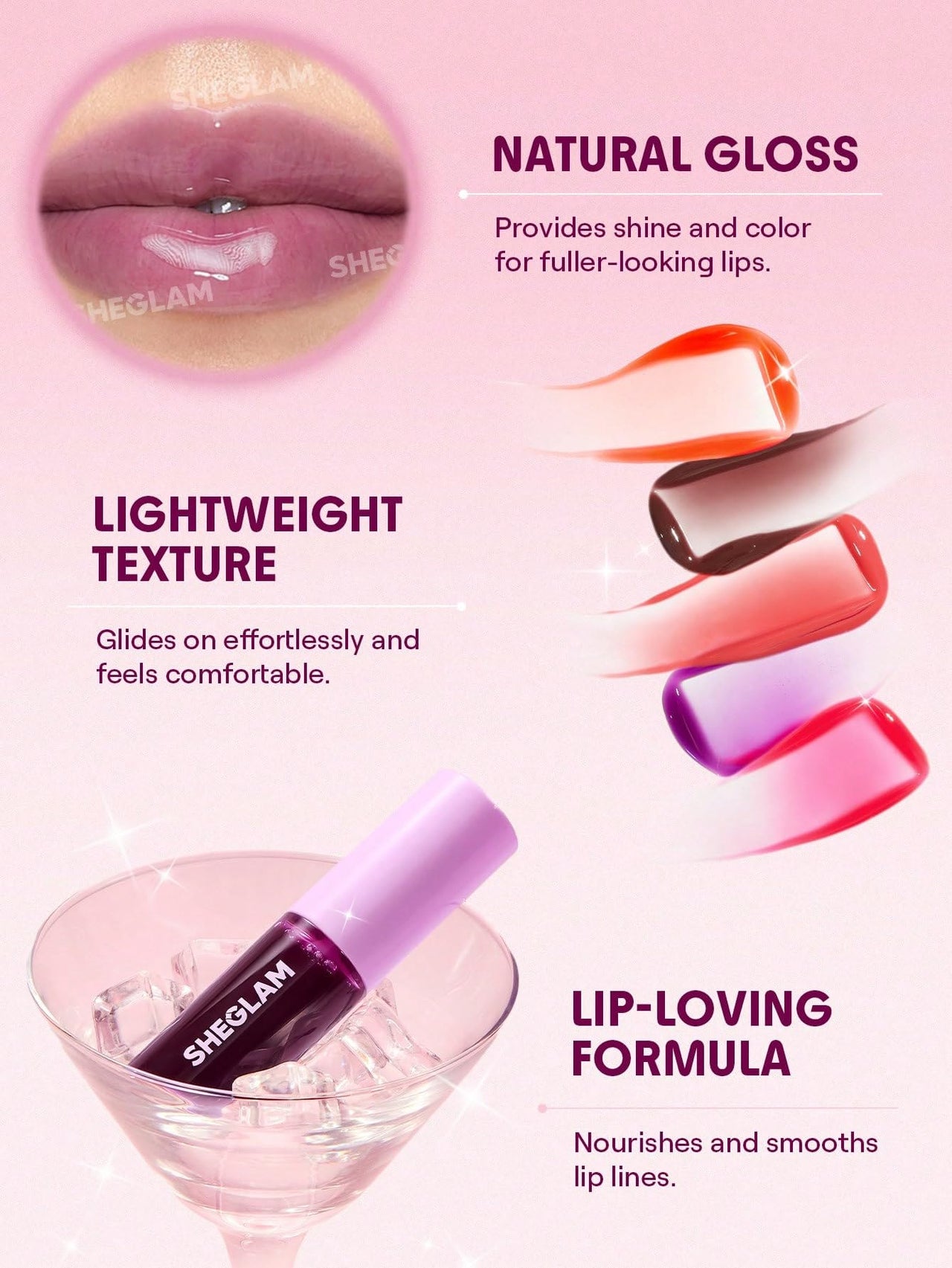 SHEGLAM Jelly Wow Tinted Lip Oil Plumping Lip Gloss Natural -Baby Steps