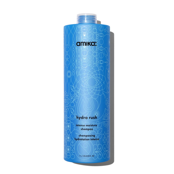 amika hydro rush intense moisture shampoo with hyaluronic acid, 1000ml