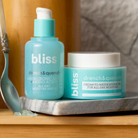 Thumbnail for Bliss Hyaluronic Acid Drench & Quench Serum + Moitsturizer– Hydrating Ingredients for Dry, Sensitive Skin - Lightweight Gel Formula for Deep Hydration & Plump Skin - Clean, Cruelty-Free - 1 Fl Oz