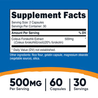Thumbnail for Nutricost Coleus Forskohlii 500mg, 60 Capsules - Maximum Strength Formula