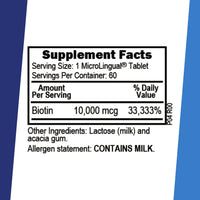 Thumbnail for Superior Source Biotin 10,000 mcg - Daily Supplement Supports Hair Health & Growth - Natural Biotin Supplement Aids Healthy Nails & Skin - 60 Sublingual Dissolving Tablets