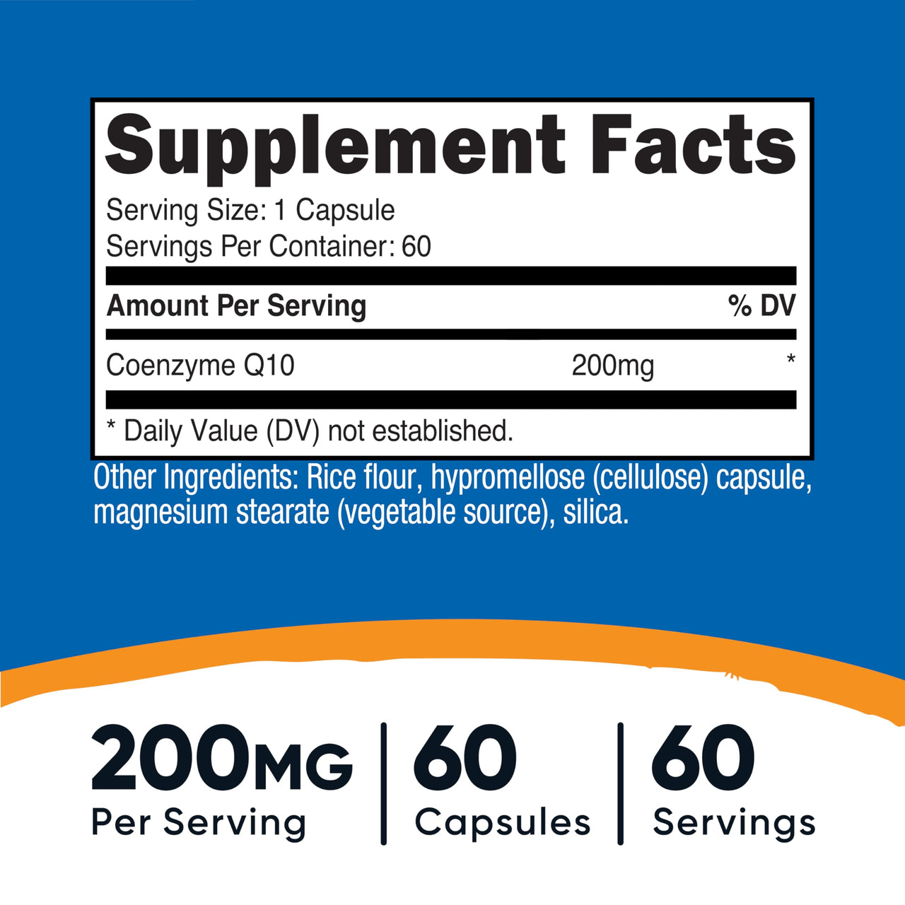 Nutricost CoQ10 200mg, 60 Vegetarian Capsules, 60 Servings - High Absorption, Vegetarian, Non-GMO, Coenzyme Q10